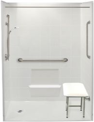 Five Piece 60 in. x 31 in. Easy Step Shower